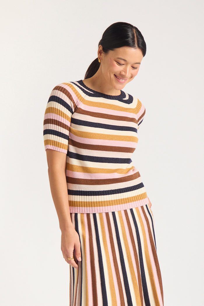 Avenue Lurex Skirt In Nutmeg