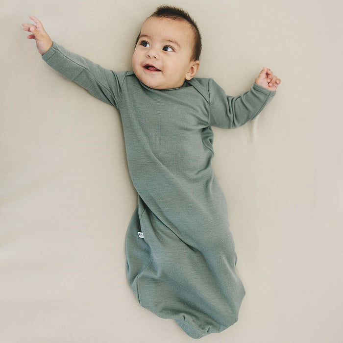Baby Gown, Merino Wool, 0-6 Months, Sage