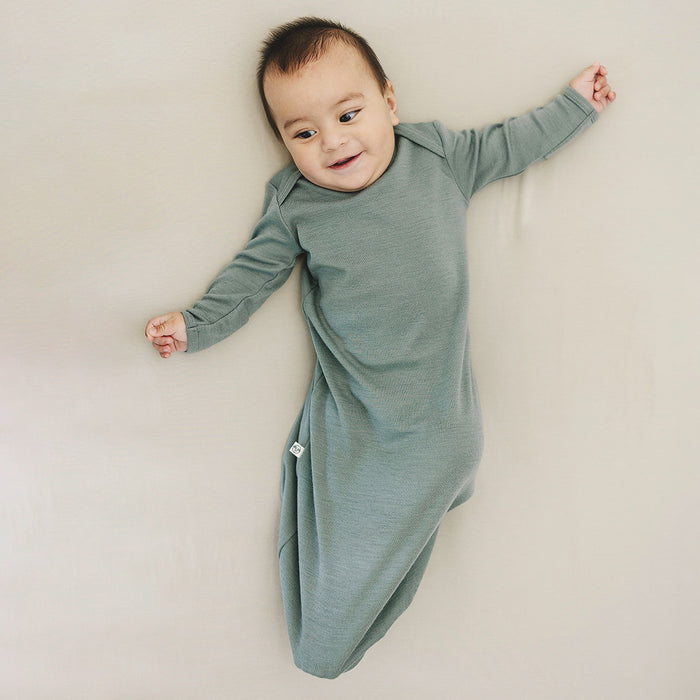 Baby Gown, Merino Wool, 0-6 Months, Sage