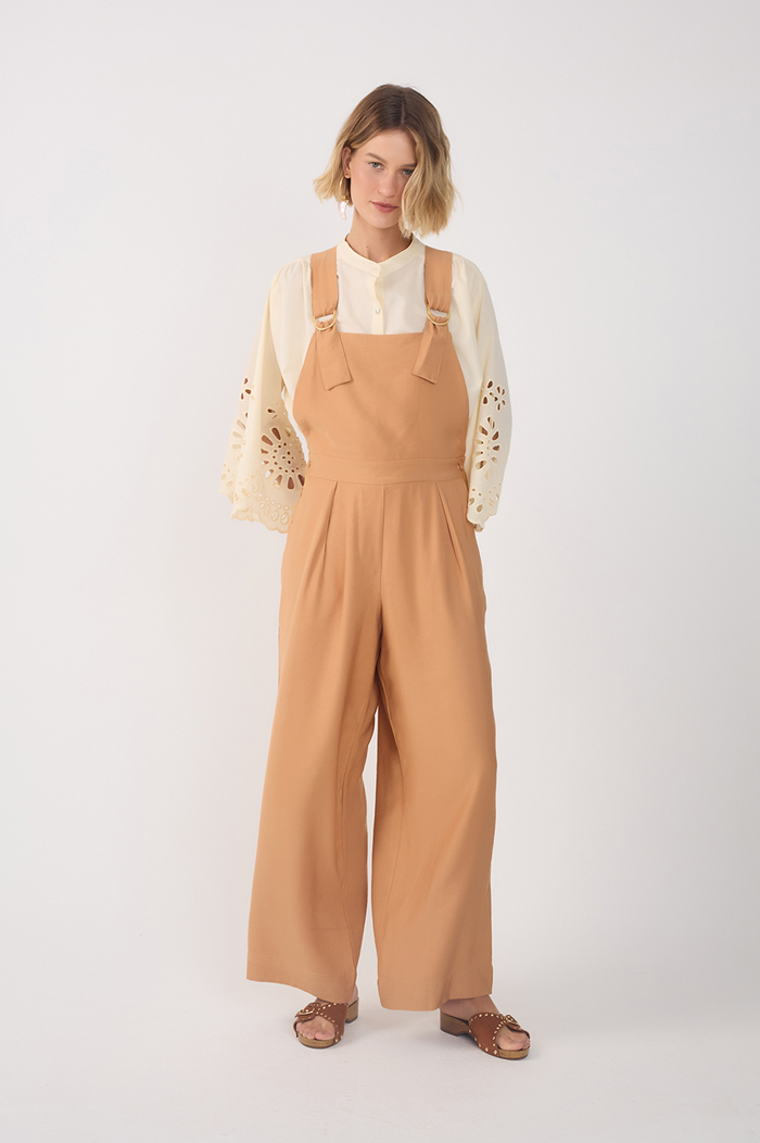 Beige Buckled Ties Pockets Jumpsuit_2
