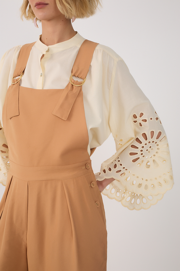 Beige Buckled Ties Pockets Jumpsuit_5
