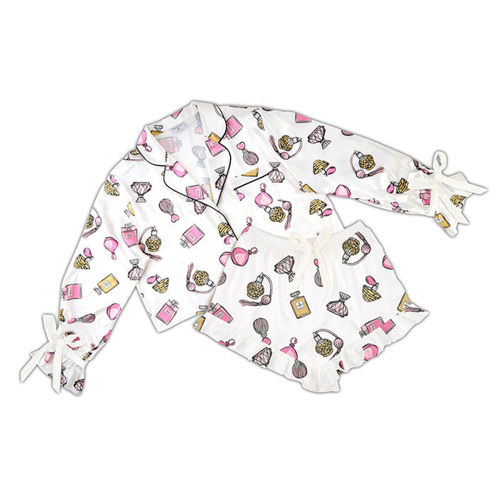 Bella -  Cropped PJ Set + Velvet Ties 0741 - Perfume Bottles