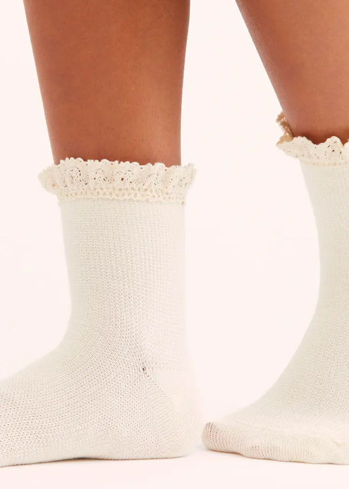 Beloved Waffle Knit Ankle Sock - Ivory