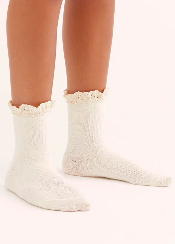 Beloved Waffle Knit Ankle Sock - Ivory