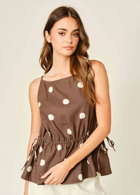 Bennet Polka Dot Babydoll Top - Mocha