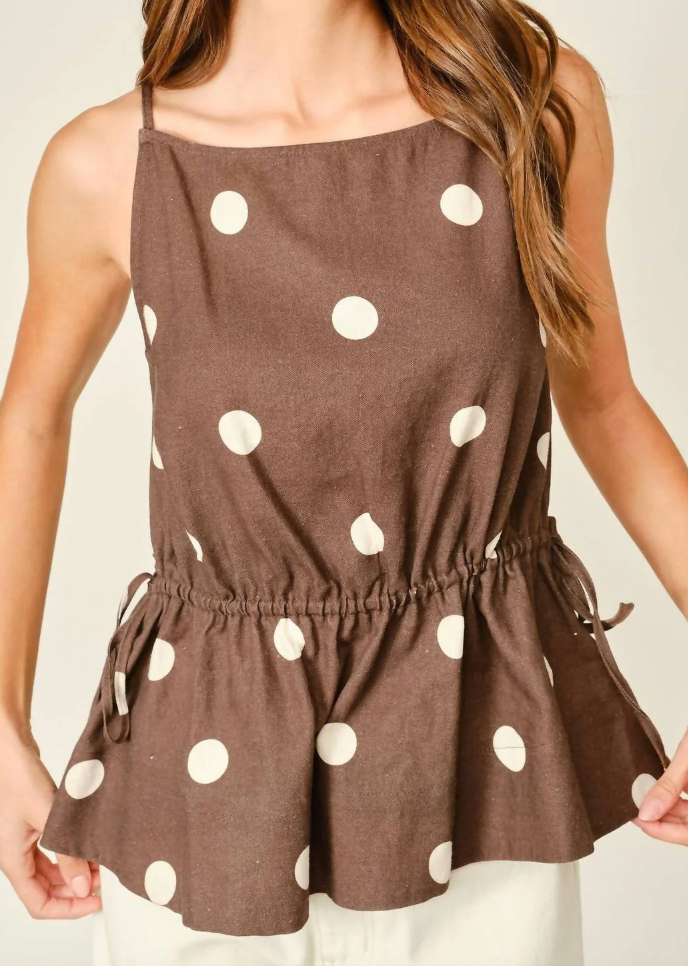 Bennet Polka Dot Babydoll Top - Mocha