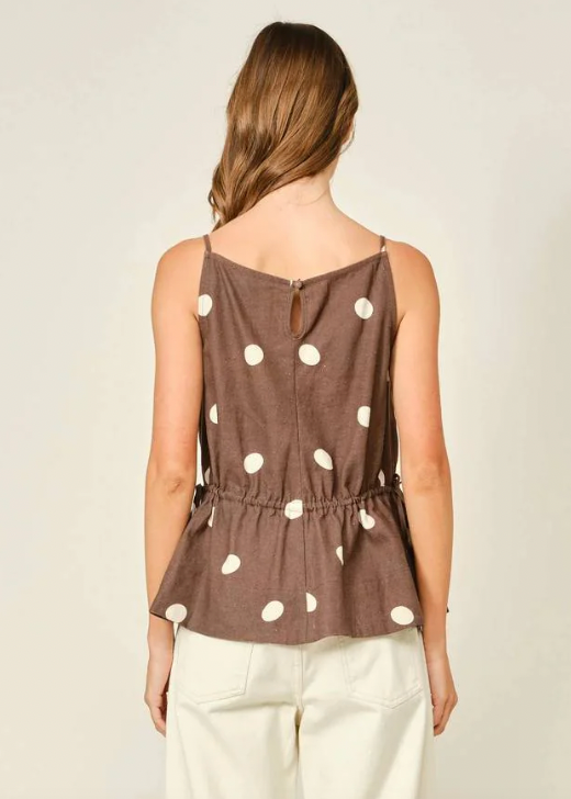 Bennet Polka Dot Babydoll Top - Mocha