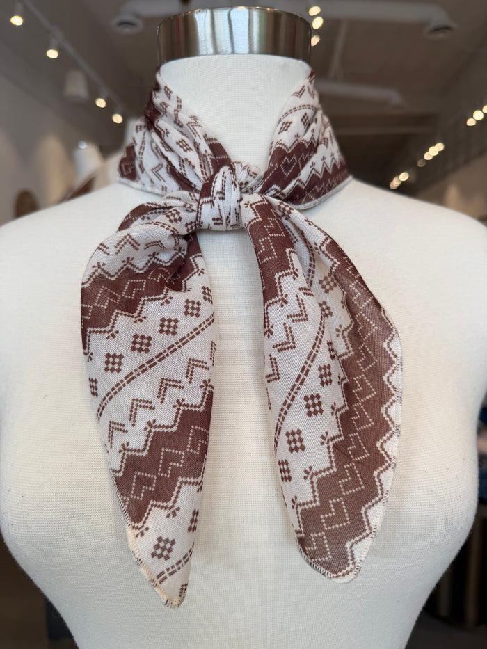 Birdie Cotton Linen Print Square Scarf