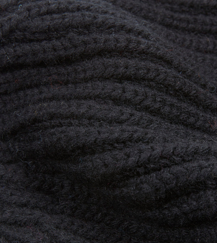 Black Cashmere Ribbed Knit Cap
