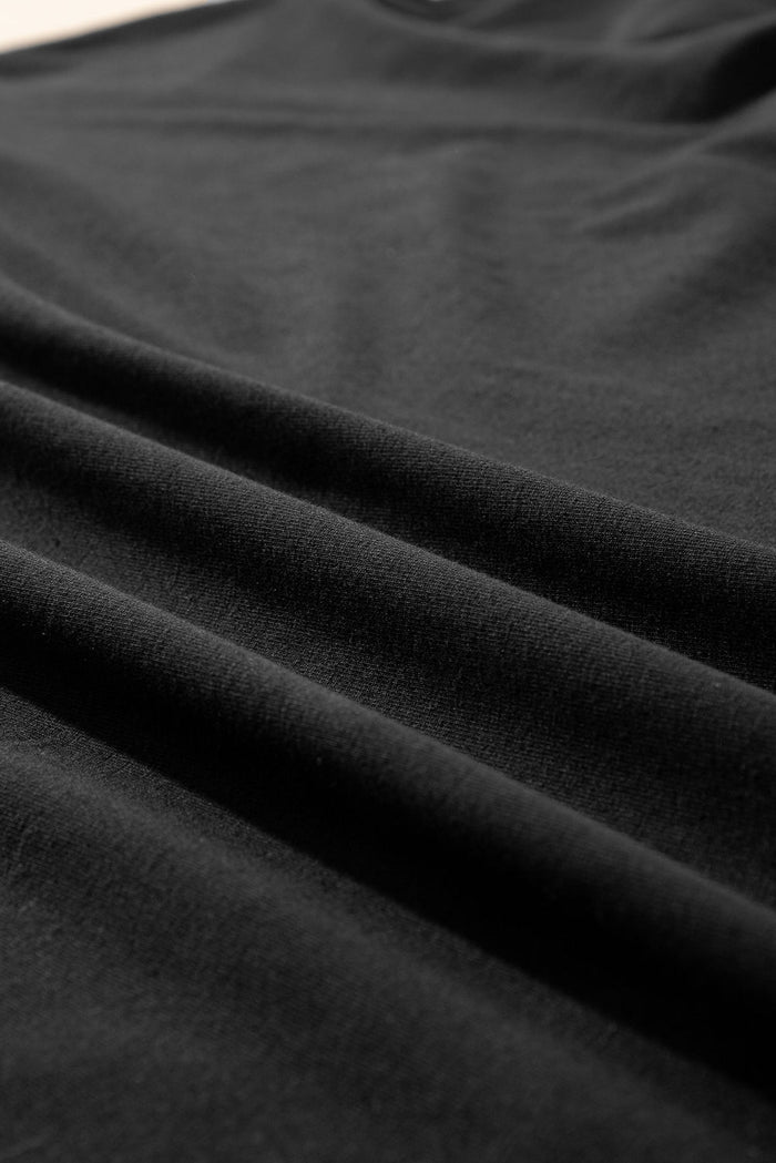 Black Loose Half Sleeve Hi Low Hem T Shirt - Tops/Tops & Tees