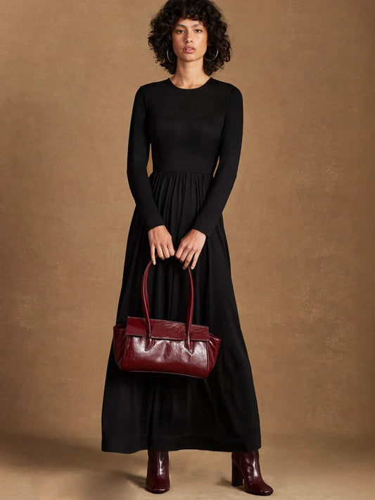 Black Seamed Bodice Jersey Dress