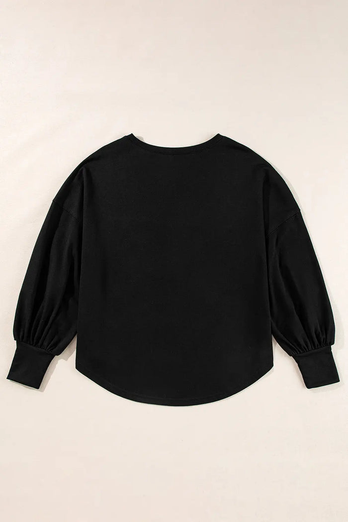 Shop Black Studded Star Graphic Oversized Long Sleeve Top at eAura