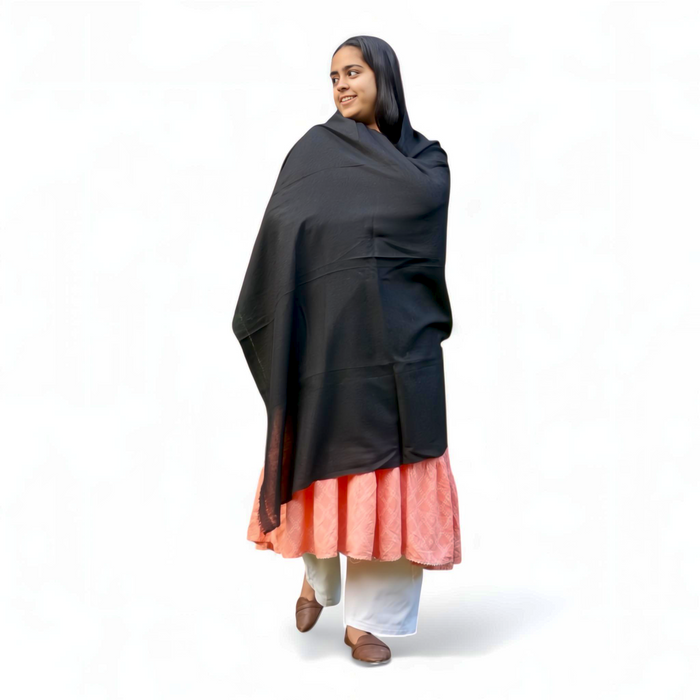 Black Wool–Silk Blend Stole | Soft, Luxurious & Lightweight | Classic Solid Design - Mojopanda Organic  Store