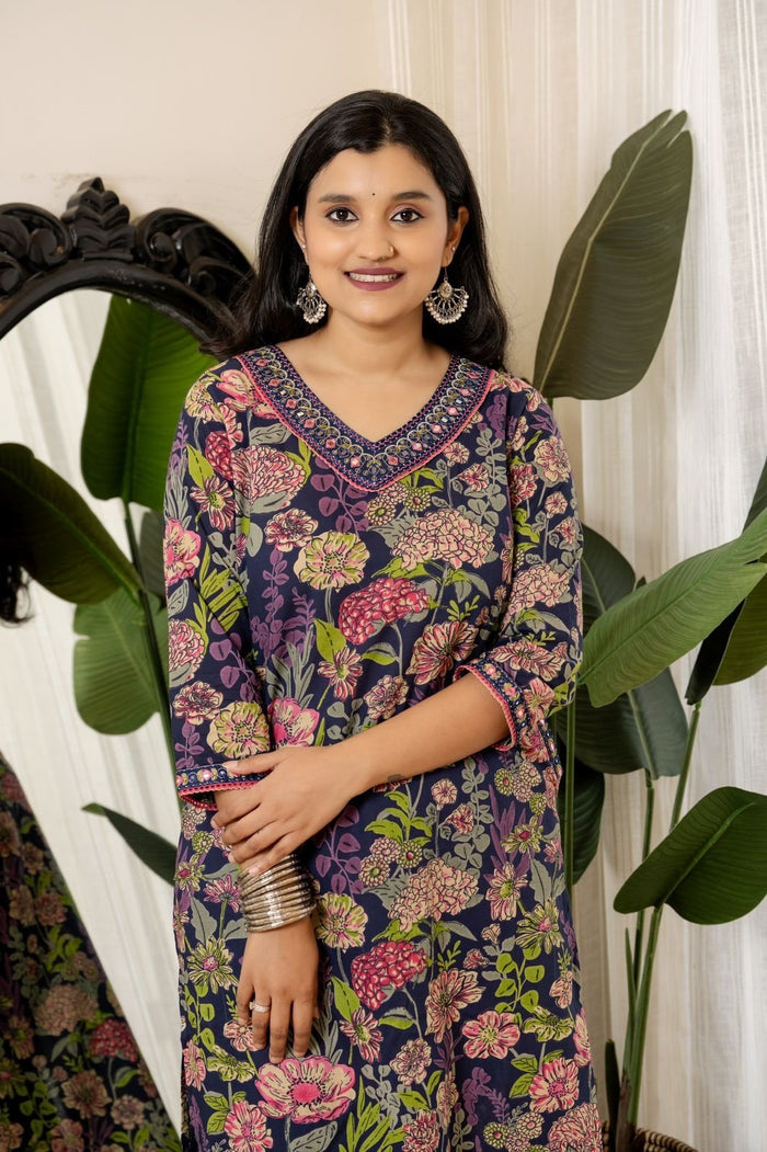Blue Multi Floral Cotton Set
