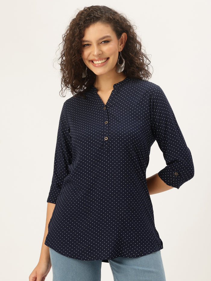 Blue Printed Short Kurta, Short Top, Short Kurta, blue tunic.
