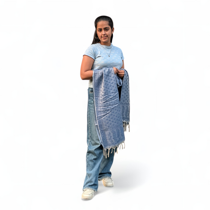 Blue Viscose Printed Dupatta | Soft Lightweight Ethnic Wrap - Mojopanda Organic  Store
