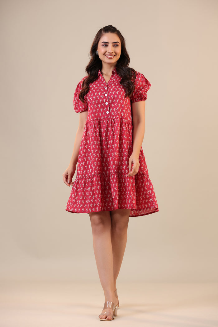 Booti on Pink Collared Cotton T-shirt dress