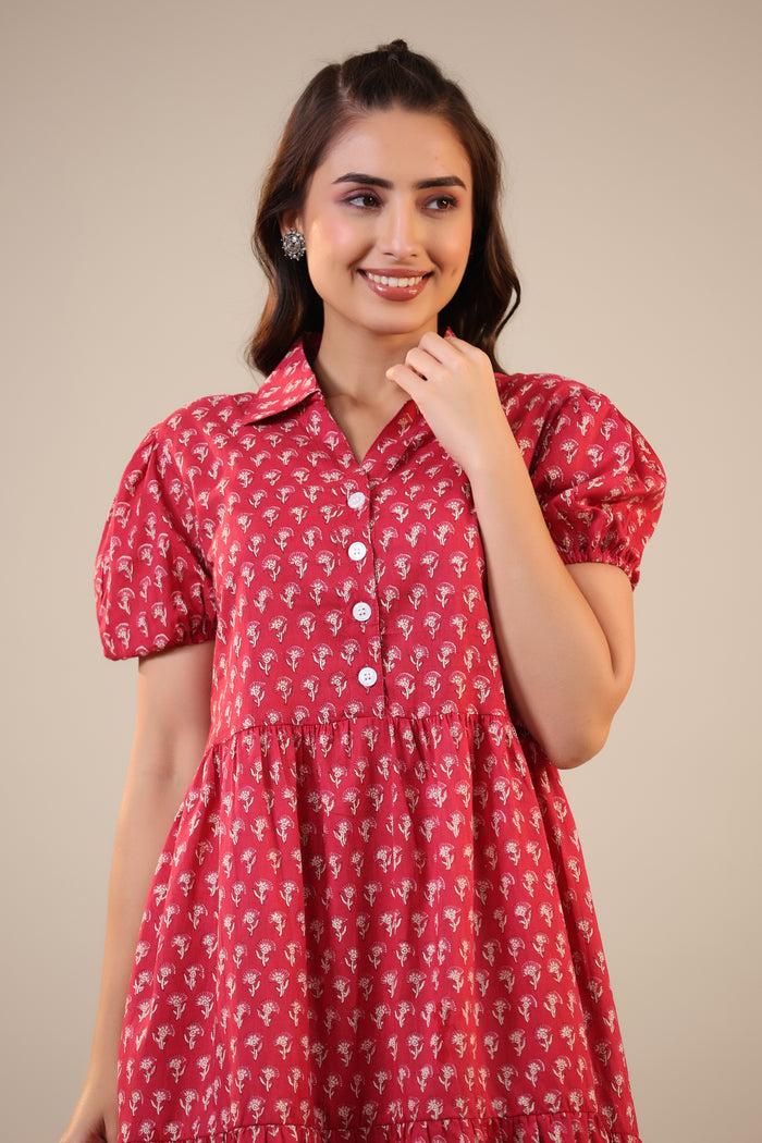 Booti on Pink Collared Cotton T-shirt dress