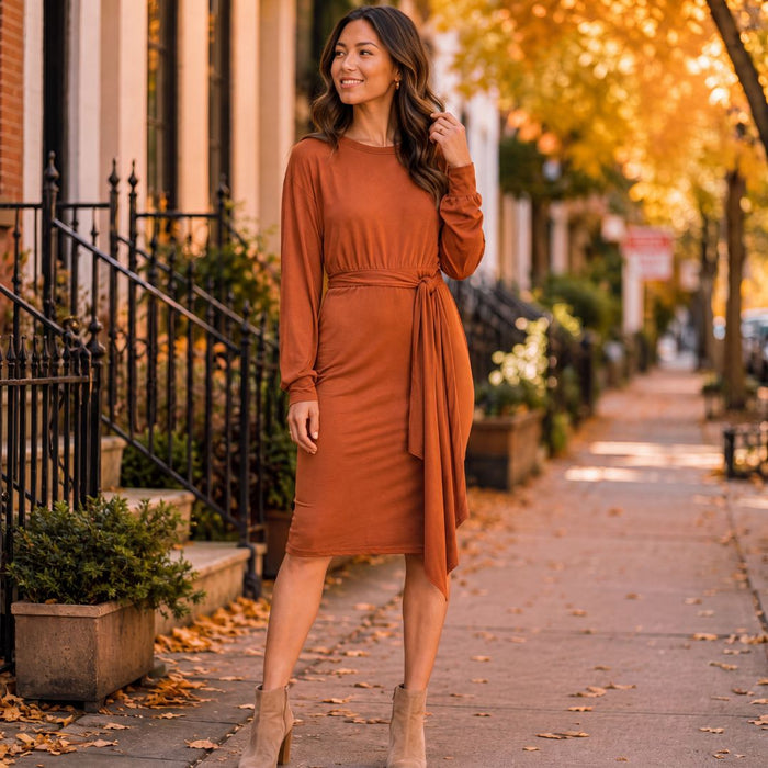 Brigitte Brianna Long Sleeve Jersey Dress - SexyModest Boutique