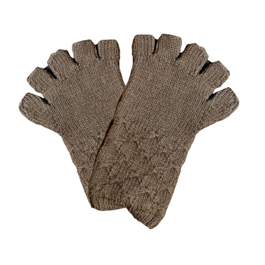 Brown 100% Wool Fingerless Gloves | Soft, Warm & Stylish