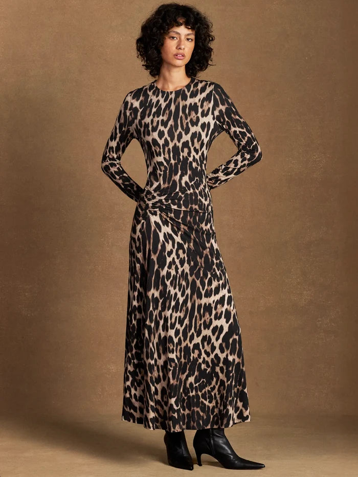 Brown Leopard Print Waist Detail Dress