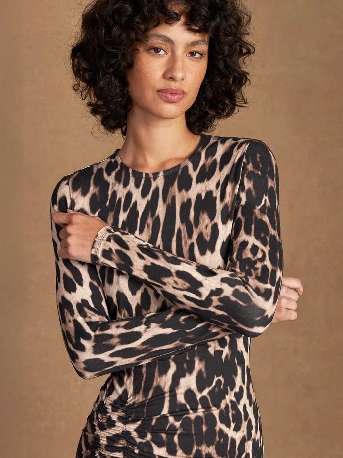 Brown Leopard Print Waist Detail Dress