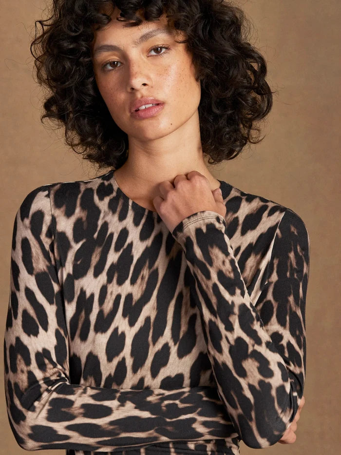 Brown Leopard Print Waist Detail Dress