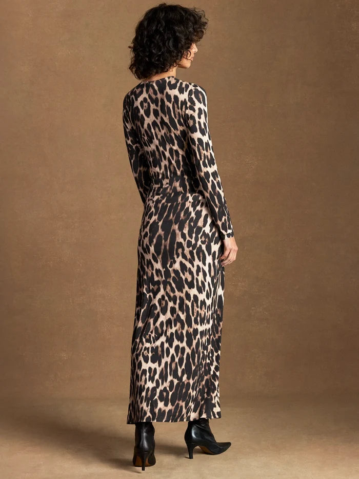 Brown Leopard Print Waist Detail Dress