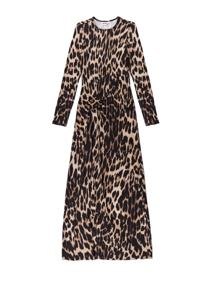 Brown Leopard Print Waist Detail Dress