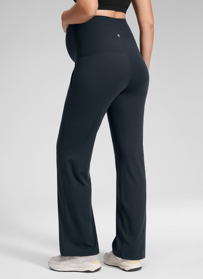 CRZ YOGA Women Butterluxe Maternity Wide Leg Pants with Pockets 31.5" True Navy