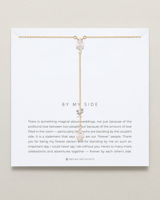 By My Side Pear Cut Lariat Necklace