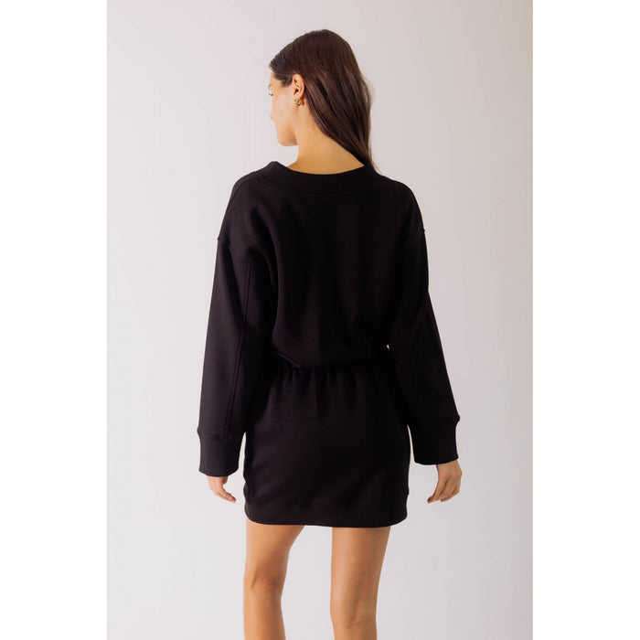 BYC - P.Cill, Butter Modal, V-Neck, Ribbed Mini Dress 0539 - Black