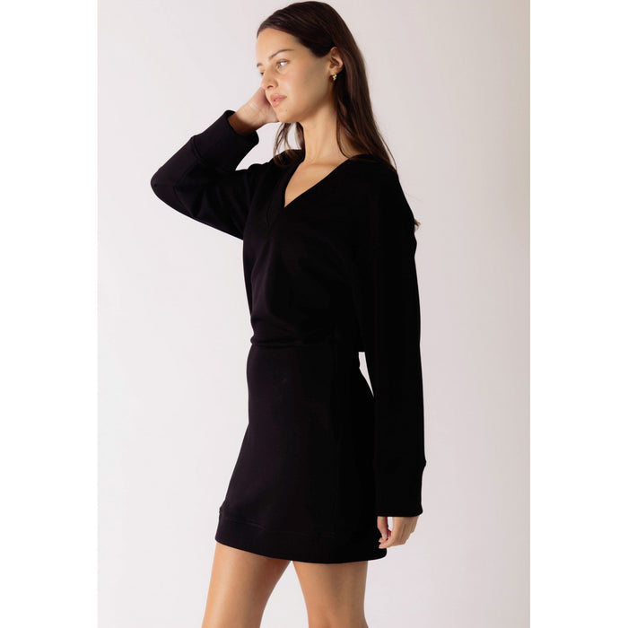 BYC - P.Cill, Butter Modal, V-Neck, Ribbed Mini Dress 0539 - Black