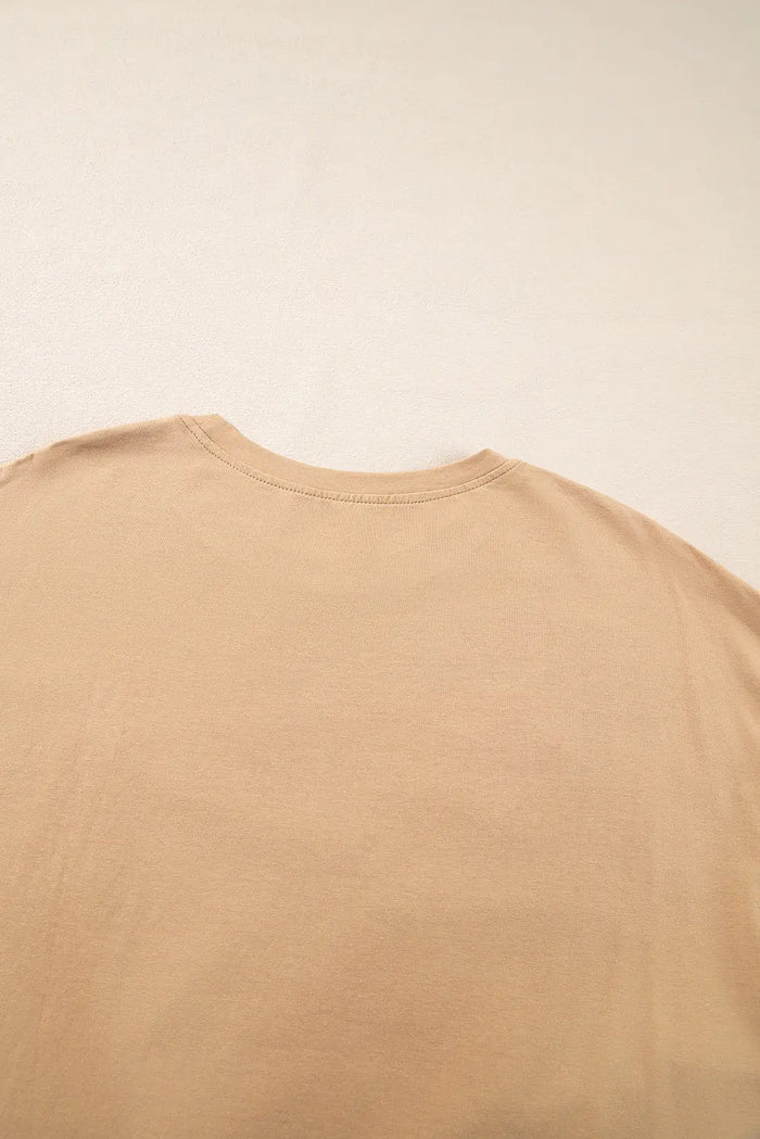 Camel Floral Star Patchwork 3/4 Long Sleeve Top - Tops/Long Tops