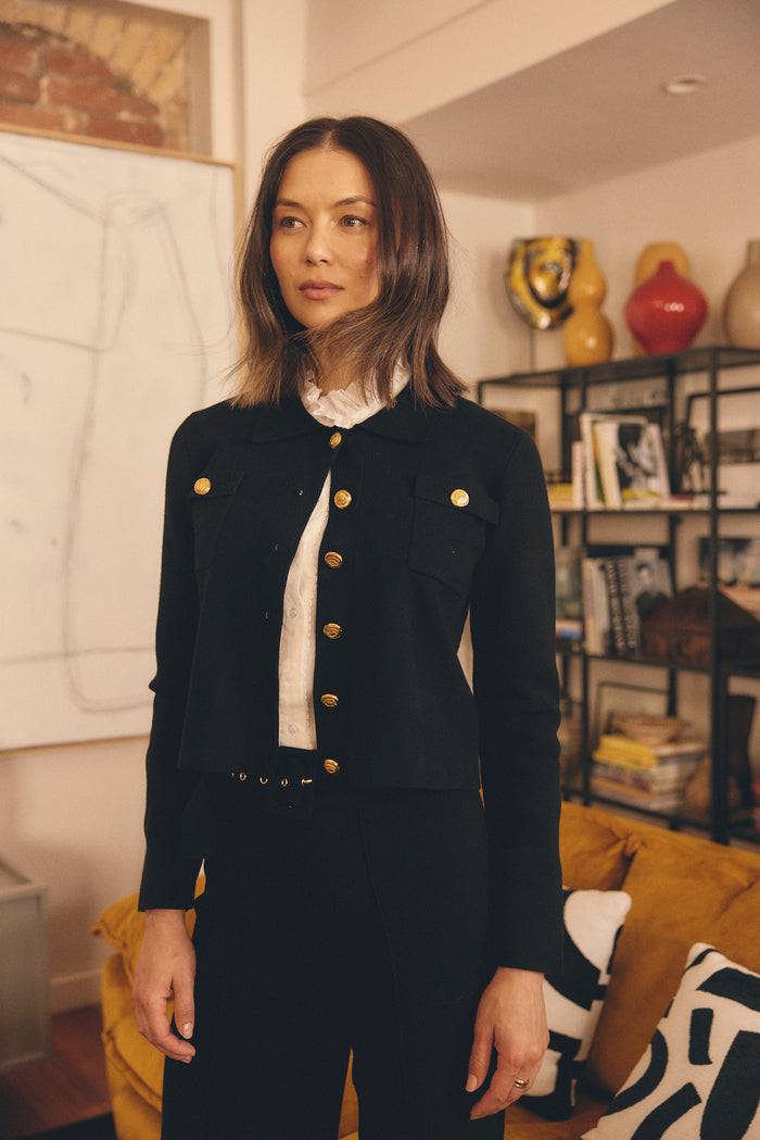 Carter Crepe Jacket Mini In Black