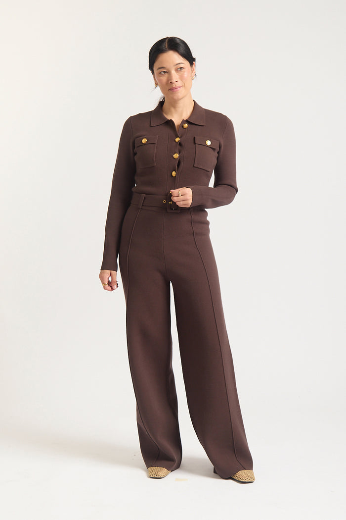 Carter Crepe Jacket Mini In Chocolate