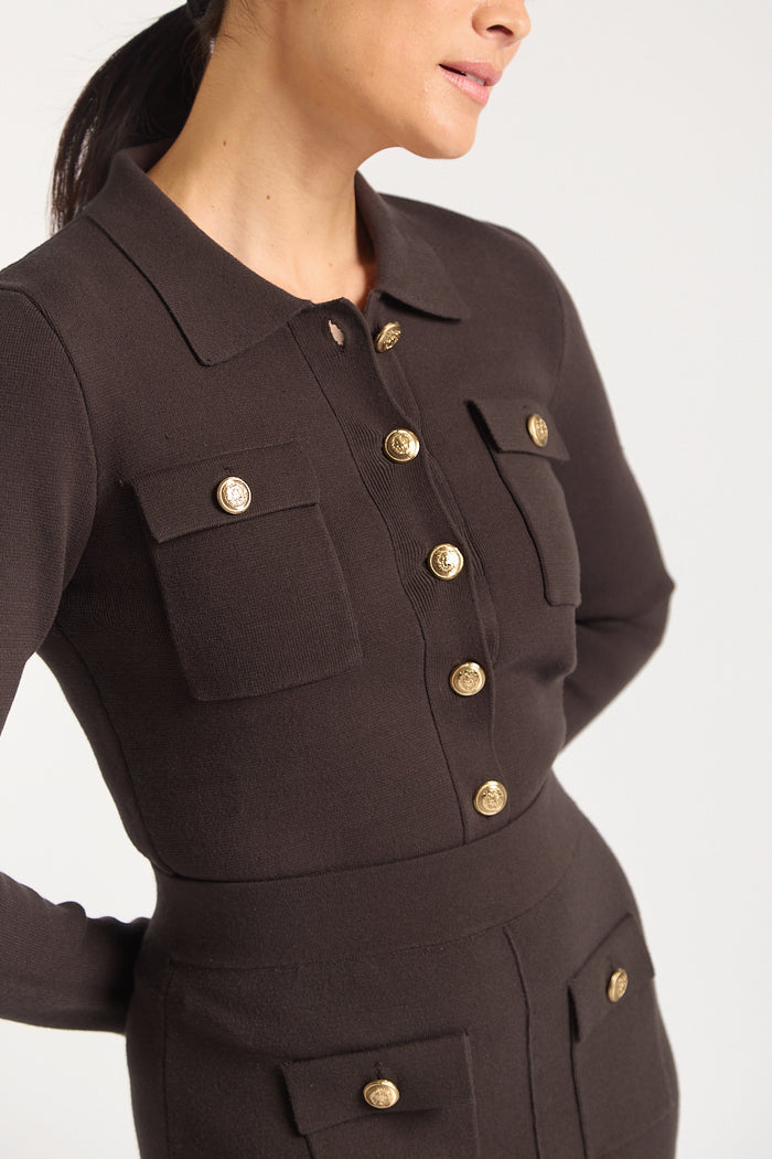 Carter Crepe Jacket Mini In Chocolate