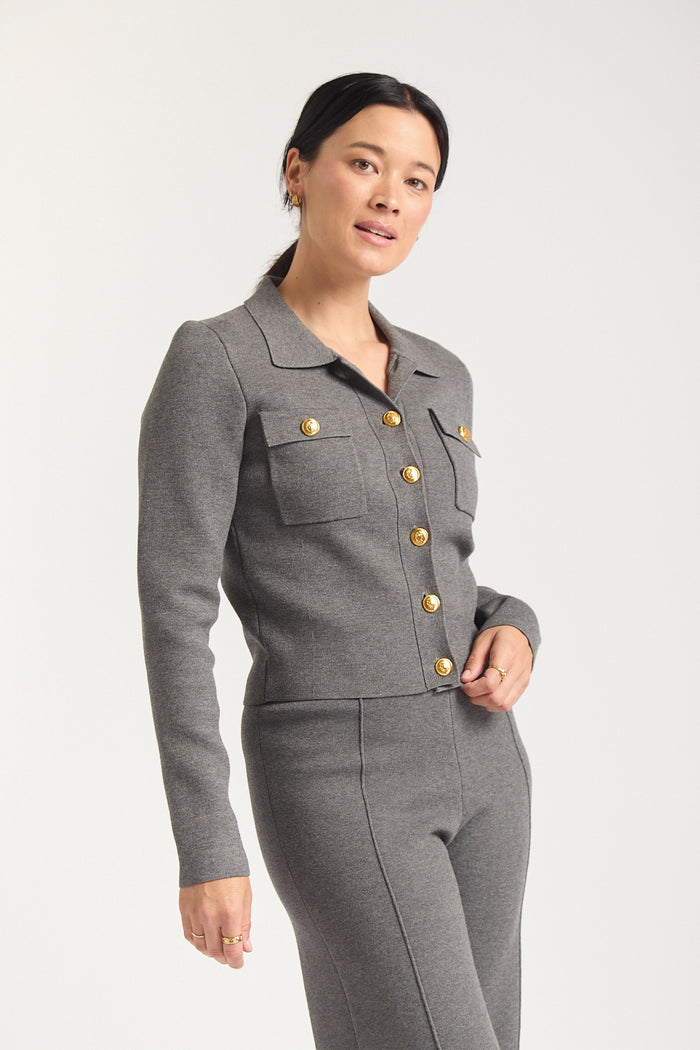 Carter Crepe Jacket Mini In Shadow