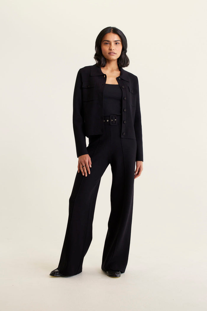 Carter Crepe Knit Jacket In Black