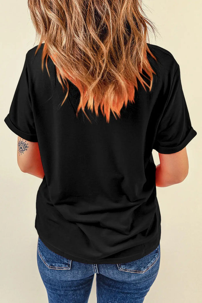 Casual Plain Crew Neck Tee T-Shirt - Tops/Tops & Tees