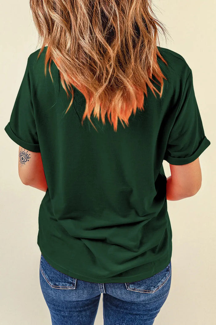 Casual Plain Crew Neck Tee T-Shirt - Tops/Tops & Tees