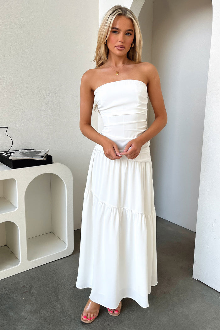 Charlotte Strapless Maxi Dress - White
