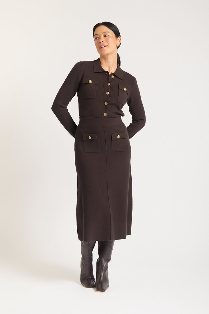 Chelsea Crepe Skirt In Chocolate