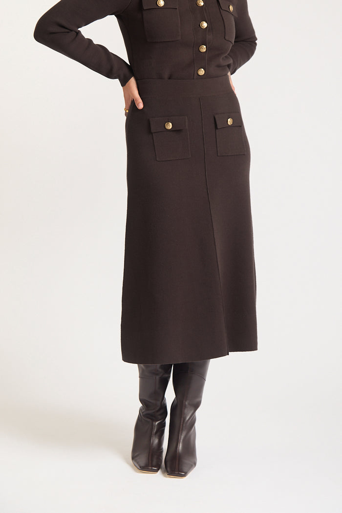 Chelsea Crepe Skirt In Chocolate