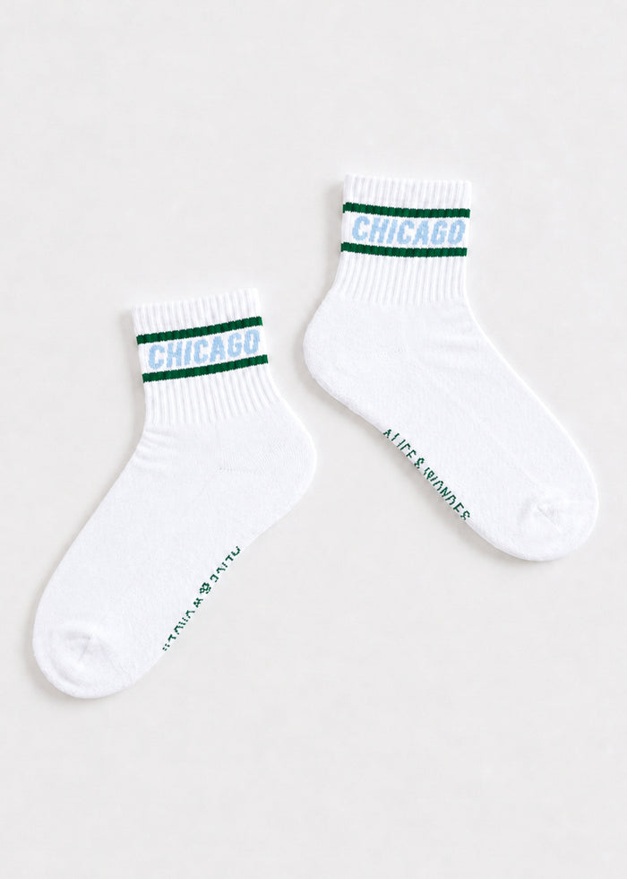 Chicago Double Stripe Crew Sock - Green & Blue