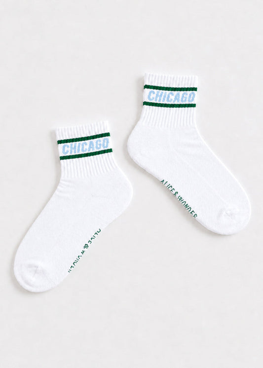 Chicago Double Stripe Crew Sock - Green & Blue
