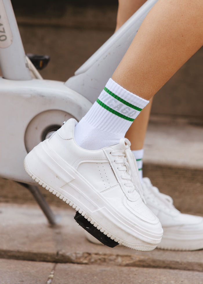 Chicago Double Stripe Crew Sock - Green & Blue