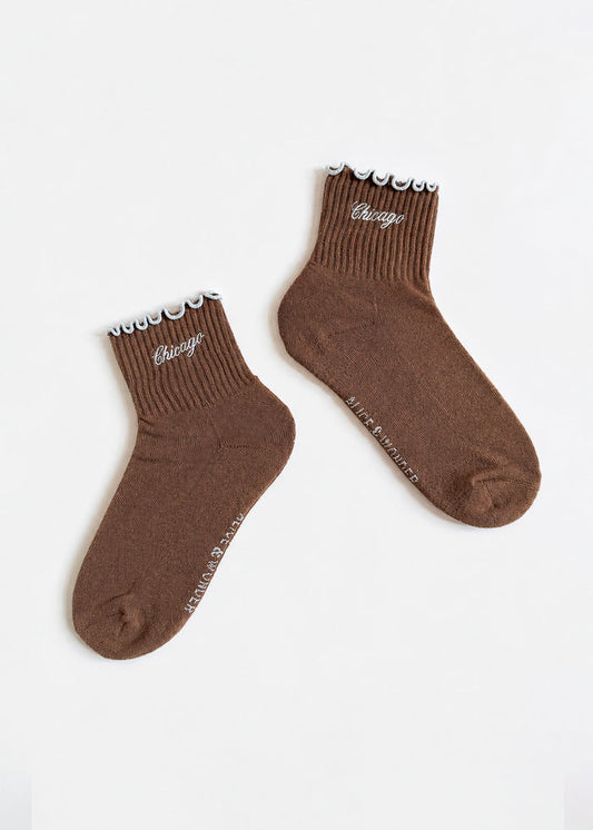 Chicago Ruffle Sock - Brown & Blue
