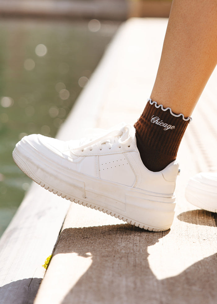 Chicago Ruffle Sock - Brown & Blue