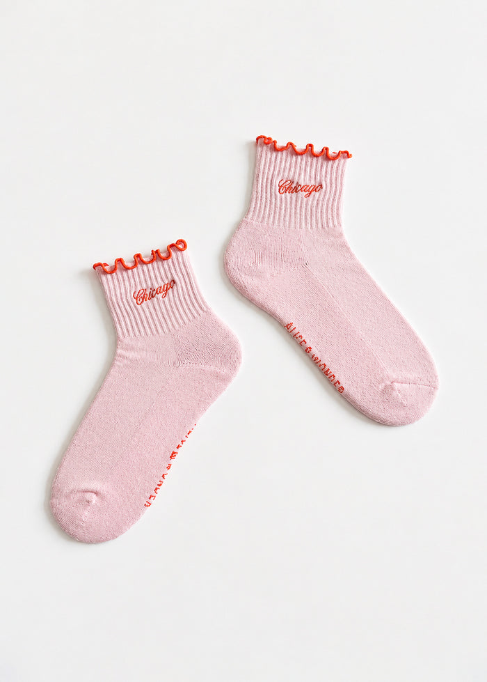 Chicago Ruffle Sock - Pink & Orange